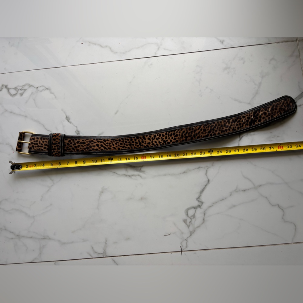Vintage Neiman Marcus M in Italy, Leather Leopard Print Belt Size M, 33” - Picture 3 of 9